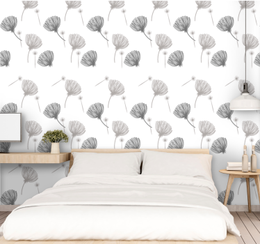 Blumentapete mit zartem weißen motiv - TenStickers