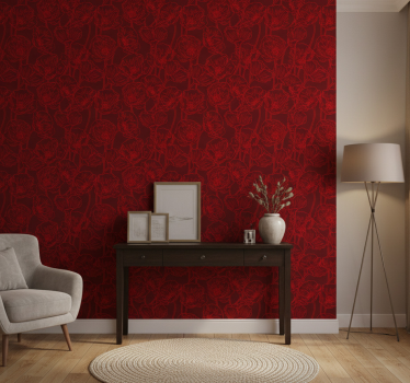 Tapete flur mit filigranem roten muster - TenStickers