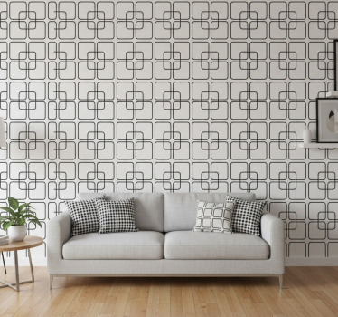 Tapete geometrisch schwarze quadrate urbanes muster - TenStickers