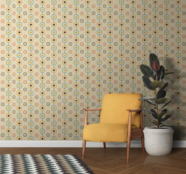 Tapete geometrische Formen Linien 60er Look - TenStickers