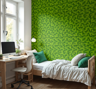 Tapete Jugendzimmer grünes quadratisches gaming-design - TenStickers