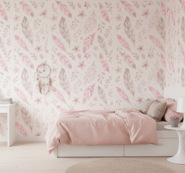 Tapete jugendzimmer in rosa federn - TenStickers