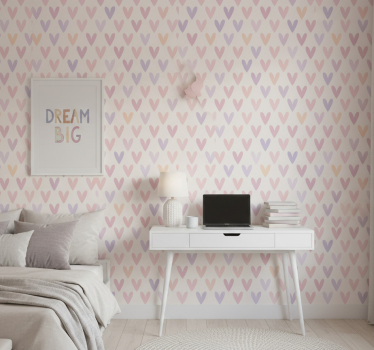 Tapete jugendzimmer mit pastellfarbenem herzmuster - TenStickers