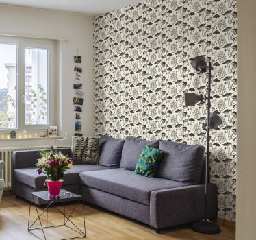 Tapete Beige pilz skizzen - TenStickers