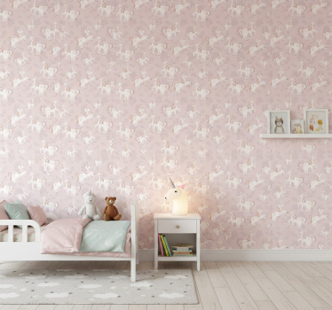 Tapete kinderzimmer beige einhorn fantasie - TenStickers
