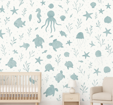 Tapete kinderzimmer blau und weiß maritimes thema - TenStickers