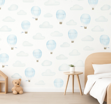 Tapete kinderzimmer blaue aquarellwolken - TenStickers