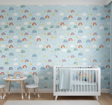Tapete kinderzimmer blaue regenbögen und wolken - TenStickers