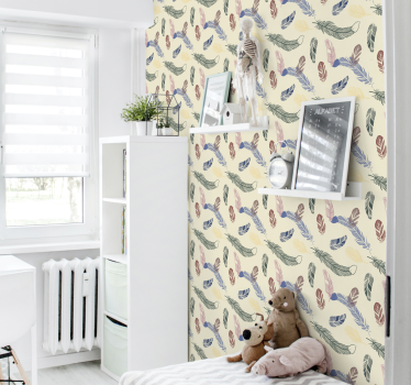 Bunte Federn Tapete für Kinderzimmer - TenStickers