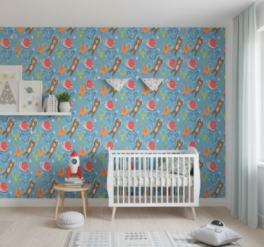 Tapete kinderzimmer bunte waldtiere astronauten - TenStickers