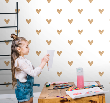 Tapete Kinderzimmer goldenes herz mit weißem hintergrund - TenStickers
