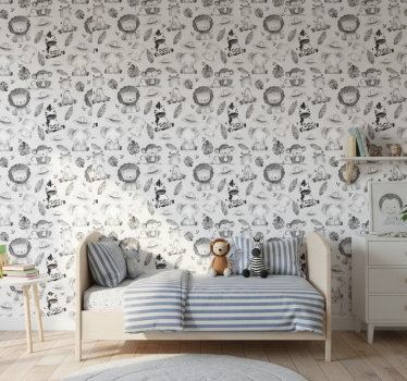 Tapete kinderzimmer graue zootiere - TenStickers