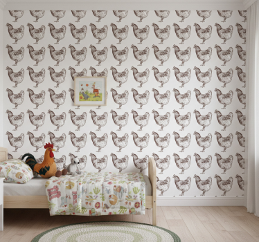 Tapete kinderzimmer im original hühnerdesign - TenStickers