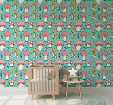 Tapete kinderzimmer mit baby-pilzfiguren - TenStickers