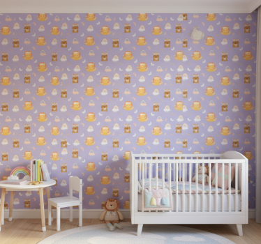 Tapete kinderzimmer mit baby-tieren und regenbögen - TenStickers