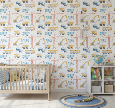 Tapete kinderzimmer mit baustellenfahrzeugen spaß - TenStickers