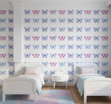 Tapete kinderzimmer mit blauen und rosa flügeln - TenStickers