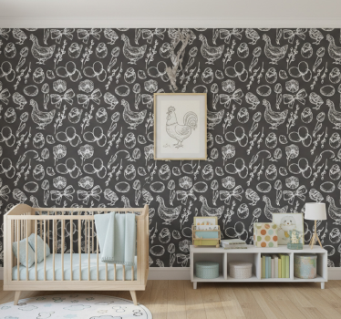Tapete kinderzimmer mit charmanten hühnermotiven - TenStickers