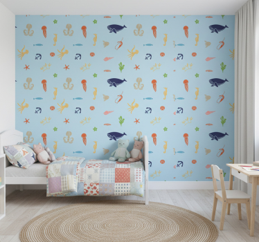 Tapete kinderzimmer mit minimalistischen meerestieren - TenStickers