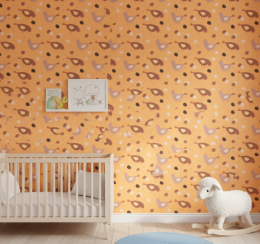 Tapete kinderzimmer mit orangefarbenem kükenmuster - TenStickers