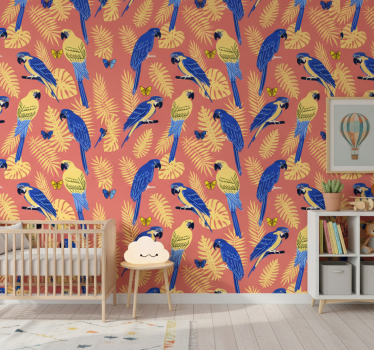 Tapete kinderzimmer mit papageien und schmetterlingen - TenStickers
