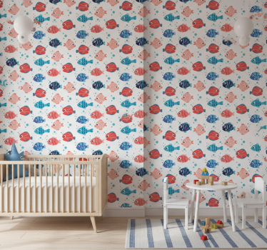 Tapete kinderzimmer mit rosa und blauen fischen - TenStickers