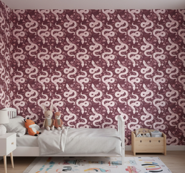 Tapete kinderzimmer mit schlangenförmigen blumen - TenStickers