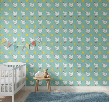 Tapete kinderzimmer mit weißem küken auf blauem hintergrund - TenStickers