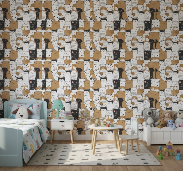 Tapete kinderzimmer mit zauberhaften nahtlosen hunden - TenStickers