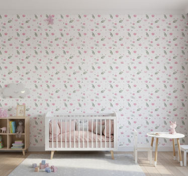 Tapete kinderzimmer pinke minimalistische blümchen - TenStickers