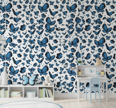Tapete kinderzimmer schmetterling blau - TenStickers