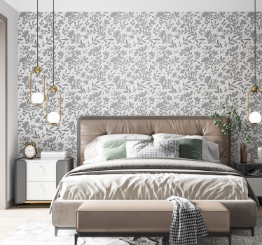 Graues Blumenmuster Tapete Kopfteil - TenStickers