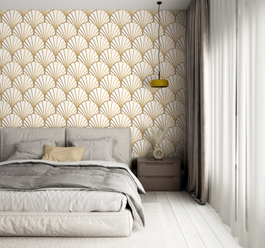 Art-Deco Tapete Weiß und Gold für den Korridor - TenStickers