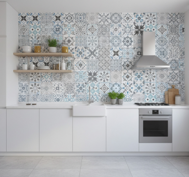 Tapete küche blaues mosaik - TenStickers