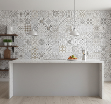 Tapete küche graues mosaik - TenStickers