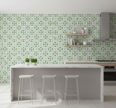 Tapete küche grünes florales mosaik - TenStickers