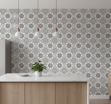 Tapete küche mit floralen bodenfliesen - TenStickers