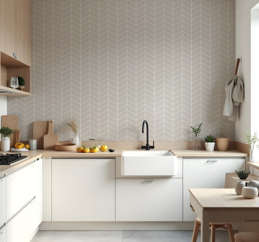 Tapete Küche skandinavischer stil beige und weiß - TenStickers