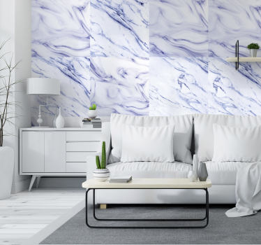 Blau-Weiße eleganz Mamor Tapete Wohnzimmer - TenStickers