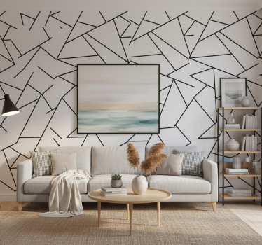 Tapete modern mit schwarzen geometrischen linien - TenStickers