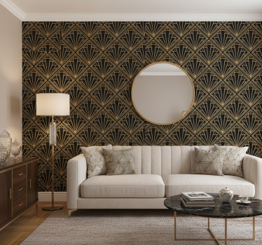 Tapete muster in gold-schwarzem quadratischem design - TenStickers