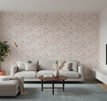 Tapete muster minimalistisches rotes blumenmuster - TenStickers