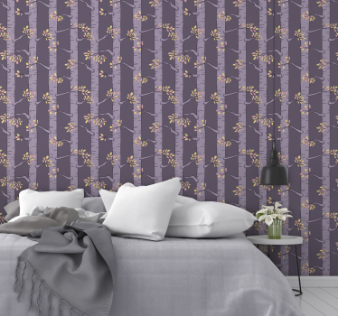 Tapete Baum stilisiertes lila muster - TenStickers