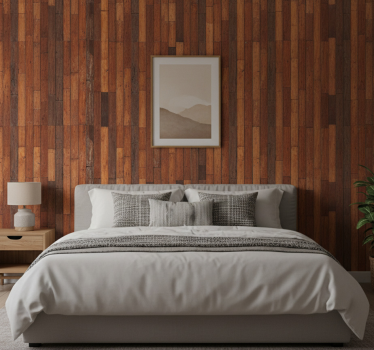 Tapete schlafzimmer mit rustikaler holzplankenoptik - TenStickers