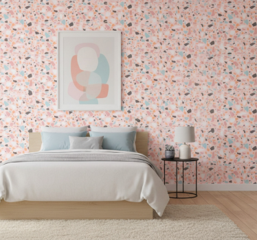 Tapete textur in rosa und blau aquarell terrazzo - TenStickers