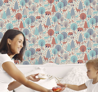 Tapete Kinderzimmer nordische waldszene - TenStickers