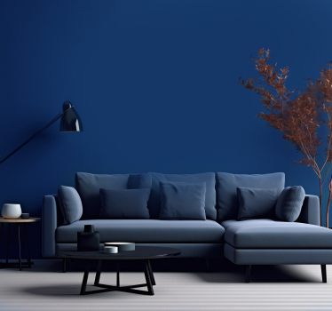 Wohnzimmer Tapete schlichtes marineblau - TenStickers