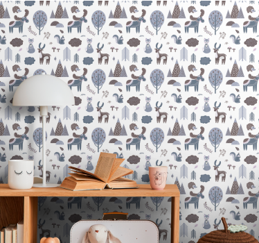 Schlafzimmer Tapete Nordische Tiere - TenStickers