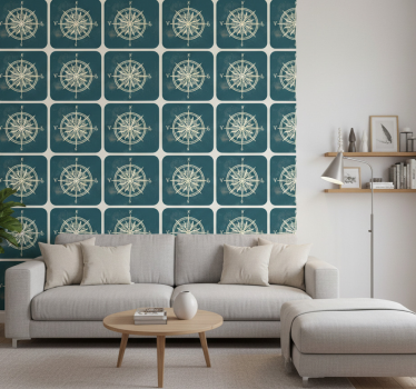 Vintage tapete mit kompass auf weltkarte - TenStickers
