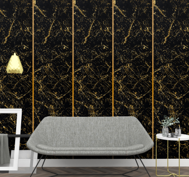 Vliestapete Marmor Schwarz-gold-marmor-textur - TenStickers